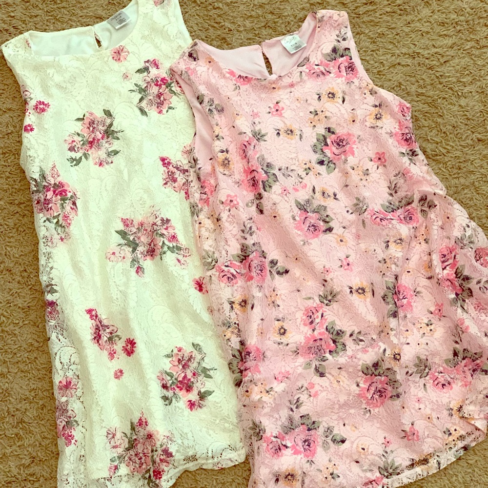 Girls 7/8 Lace Floral Shift Dress Bundle